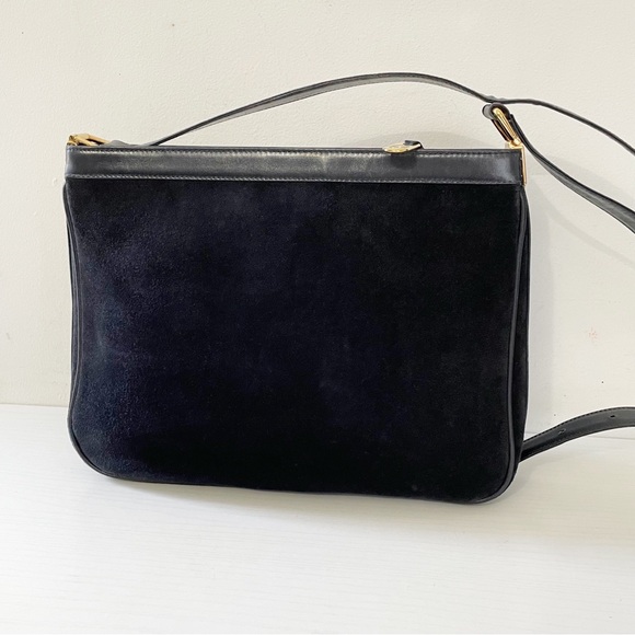 Gucci navy blue suede and leather vintage shoulder bag rare - Picture 5 of 12